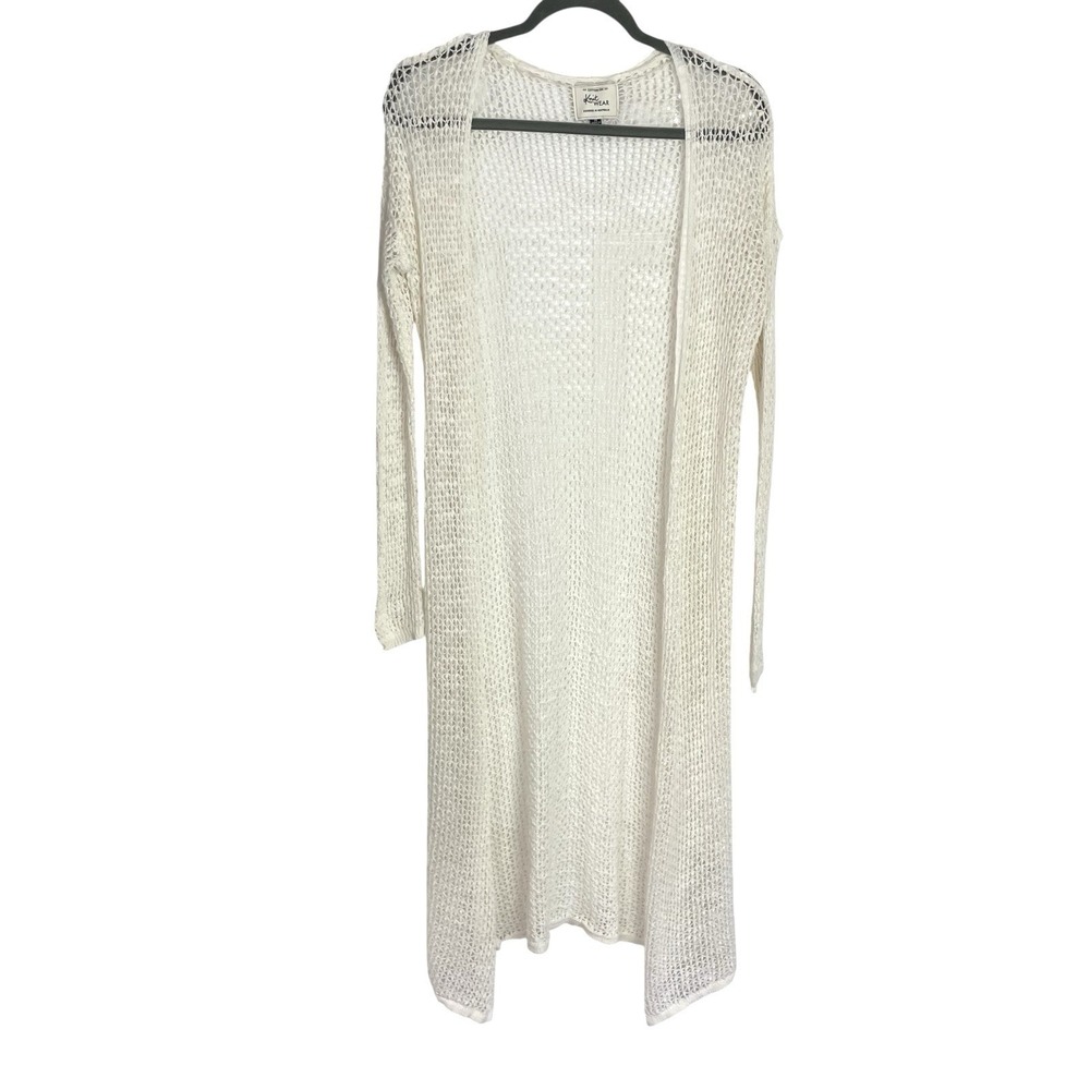 Cotton On Knit Wear Womens Open Knit Cardigan Size M Ivory Cotton Longline Beach